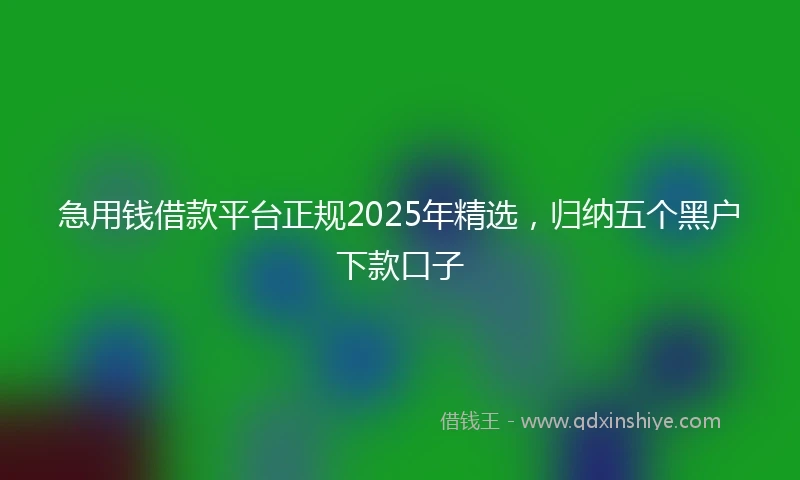 急用钱借款平台正规2025年精选，归纳五个黑户下款口子