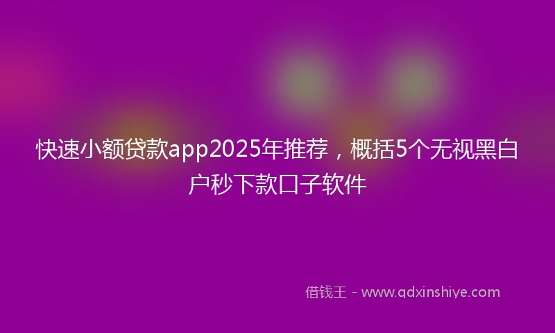 快速小额贷款app2025年推荐，概括5个无视黑白户秒下款口子软件