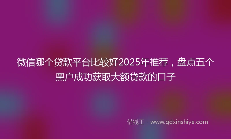 微信哪个贷款平台比较好2025年推荐，盘点五个黑户成功获取大额贷款的口子