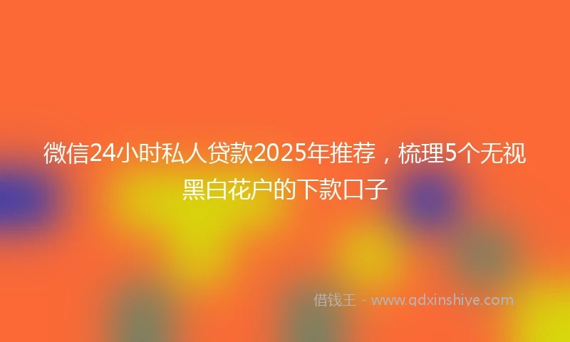 微信24小时私人贷款2025年推荐,梳理5个无视黑白花户的下款口子