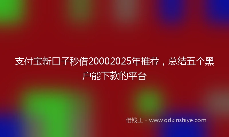 支付宝新口子秒借20002025年推荐，总结五个黑户能下款的平台