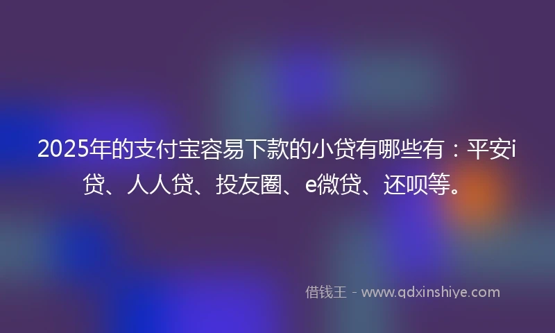 2025年的支付宝容易下款的小贷有哪些有：平安i贷、人人贷、投友圈、e微贷、还呗等。