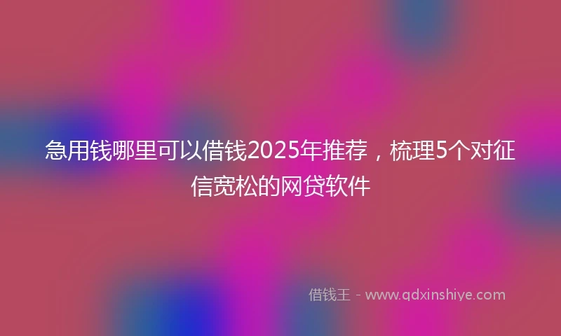 急用钱哪里可以借钱2025年推荐，梳理5个对征信宽松的网贷软件