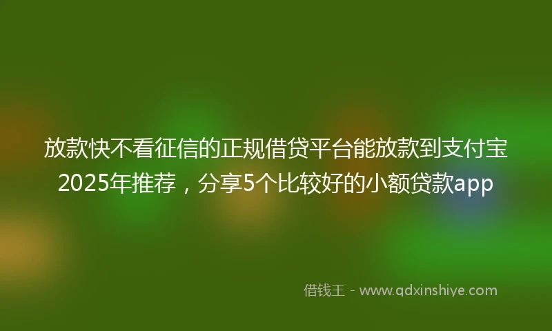 放款快不看征信的正规借贷平台能放款到支付宝2025年推荐，分享5个比较好的小额贷款app