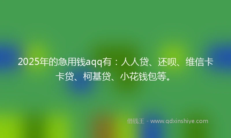 2025年的急用钱aqq有：人人贷、还呗、维信卡卡贷、柯基贷、小花钱包等。