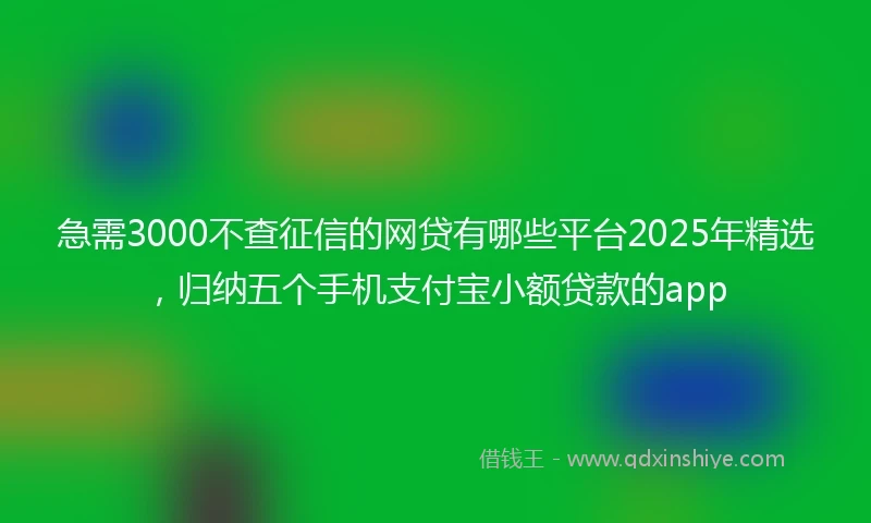 急需3000不查征信的网贷有哪些平台2025年精选，归纳五个手机支付宝小额贷款的app