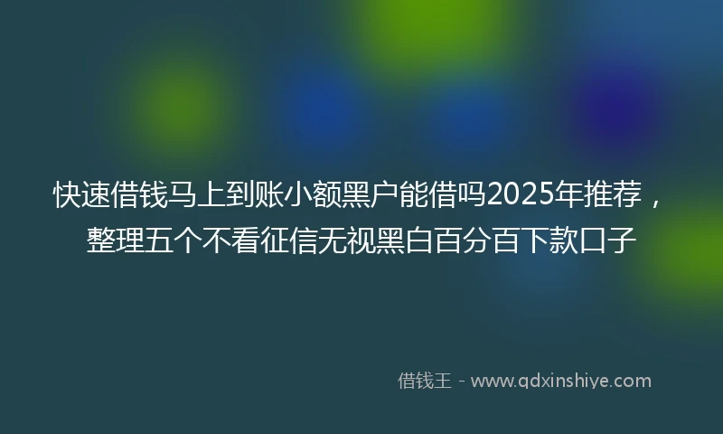 快速借钱马上到账小额黑户能借吗2025年推荐，整理五个不看征信无视黑白百分百下款口子