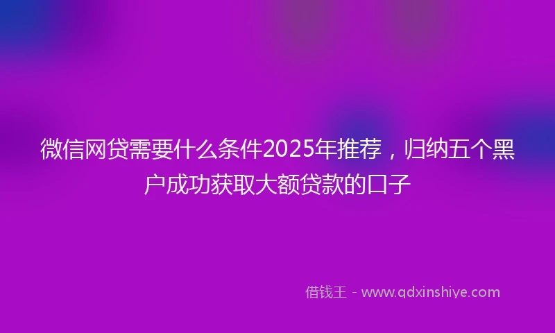 微信网贷需要什么条件2025年推荐，归纳五个黑户成功获取大额贷款的口子