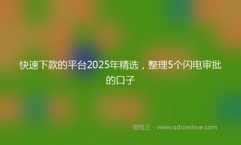 快速下款的平台2025年精选，整理5个闪电审批的口子