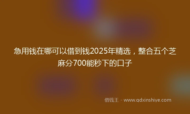 急用钱在哪可以借到钱2025年精选，整合五个芝麻分700能秒下的口子