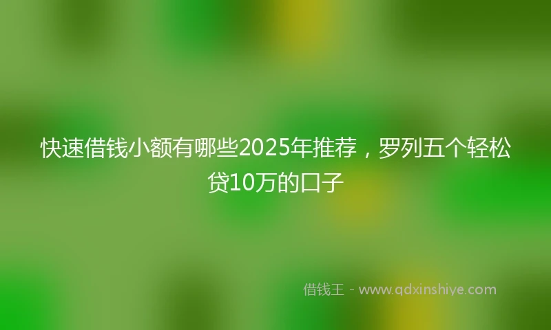 快速借钱小额有哪些2025年推荐，罗列五个轻松贷10万的口子