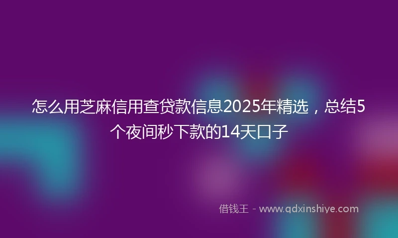 怎么用芝麻信用查贷款信息2025年精选，总结5个夜间秒下款的14天口子