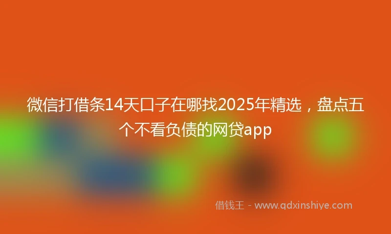 微信打借条14天口子在哪找2025年精选，盘点五个不看负债的网贷app