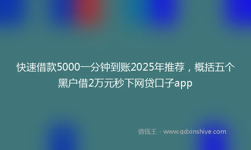 快速借款5000一分钟到账2025年推荐，概括五个黑户借2万元秒下网贷口子app