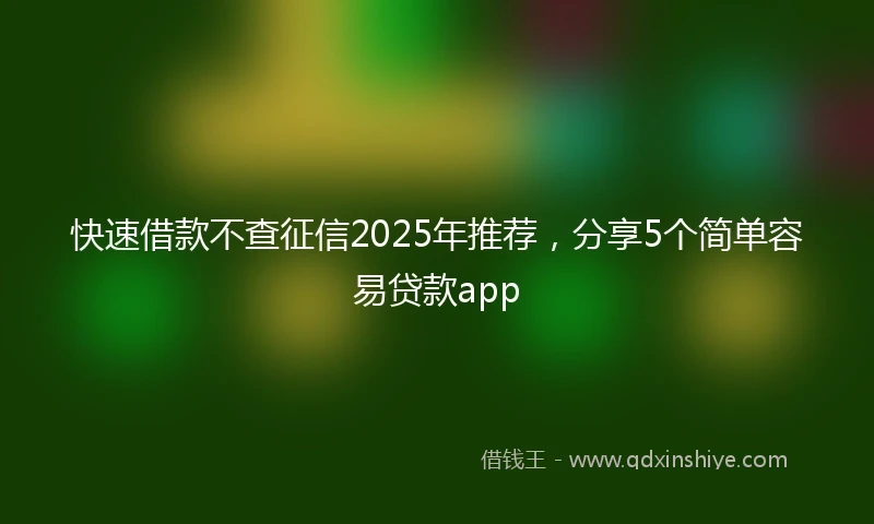 快速借款不查征信2025年推荐，分享5个简单容易贷款app