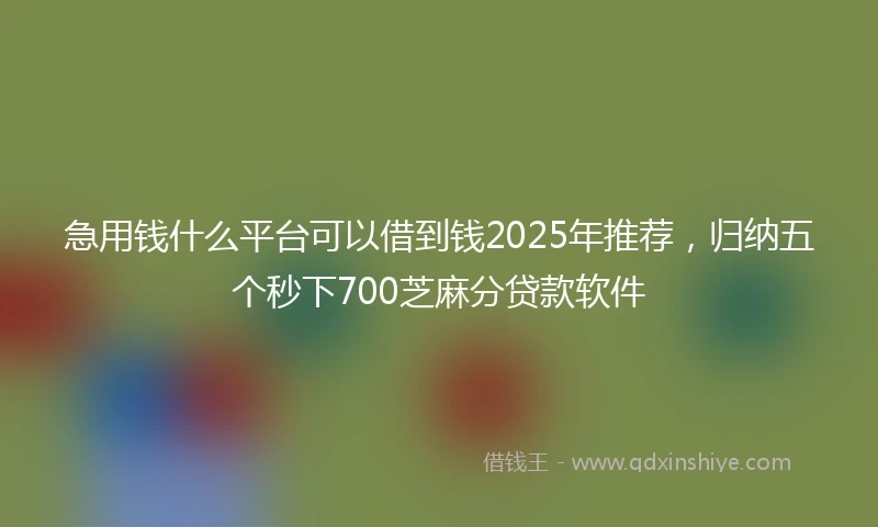 急用钱什么平台可以借到钱2025年推荐，归纳五个秒下700芝麻分贷款软件