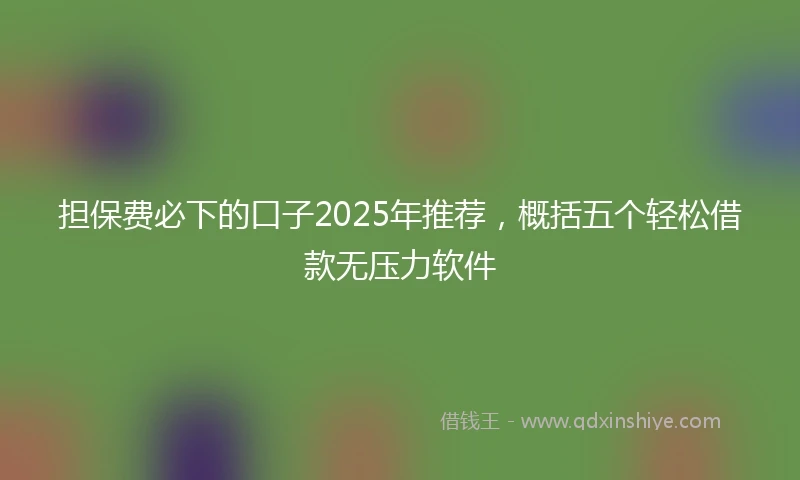 担保费必下的口子2025年推荐，概括五个轻松借款无压力软件