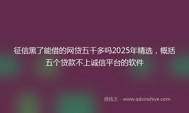 征信黑了能借的网贷五千多吗2025年精选，概括五个贷款不上诚信平台的软件