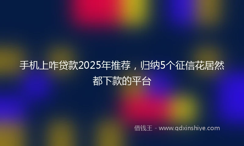 手机上咋贷款2025年推荐，归纳5个征信花居然都下款的平台