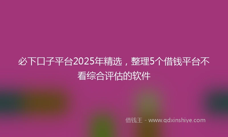 必下口子平台2025年精选,整理5个借钱平台不看综合评估的软件