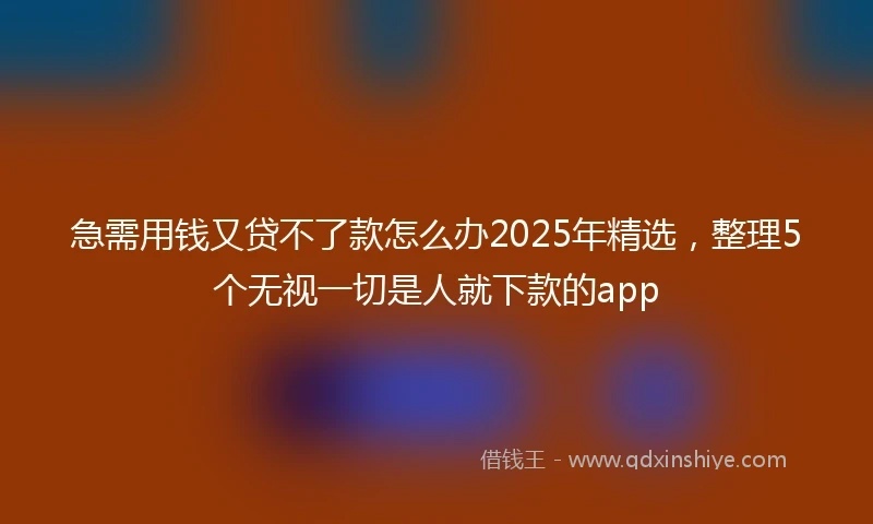 急需用钱又贷不了款怎么办2025年精选，整理5个无视一切是人就下款的app