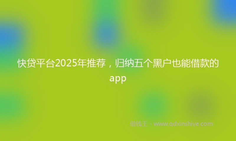 快贷平台2025年推荐，归纳五个黑户也能借款的app