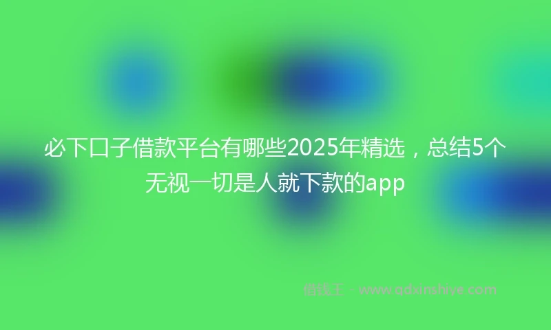 必下口子借款平台有哪些2025年精选,总结5个无视一切是人就下款的app