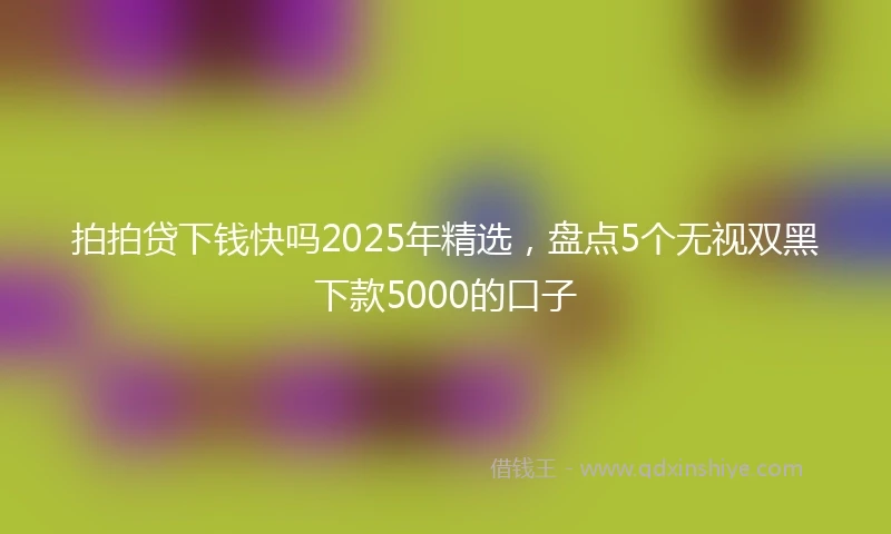拍拍贷下钱快吗2025年精选，盘点5个无视双黑下款5000的口子