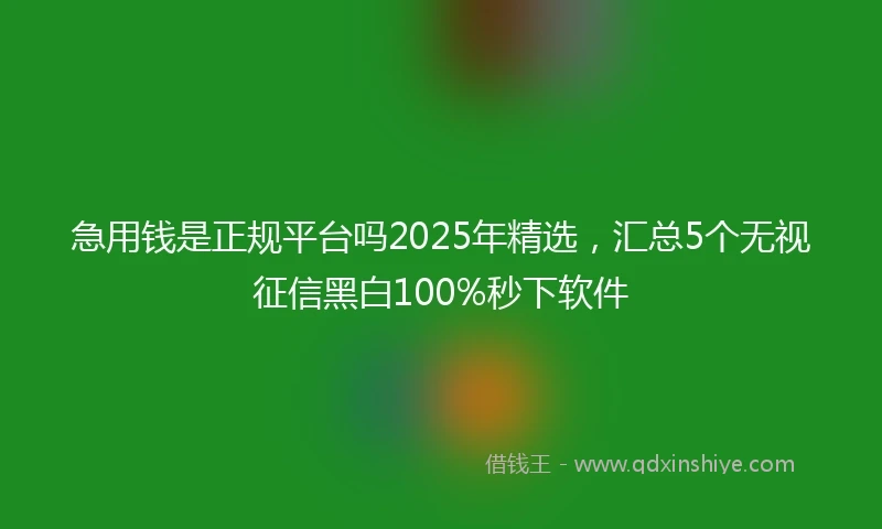 急用钱是正规平台吗2025年精选，汇总5个无视征信黑白100%秒下软件