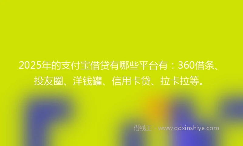 2025年的支付宝借贷有哪些平台有：360借条、投友圈、洋钱罐、信用卡贷、拉卡拉等。