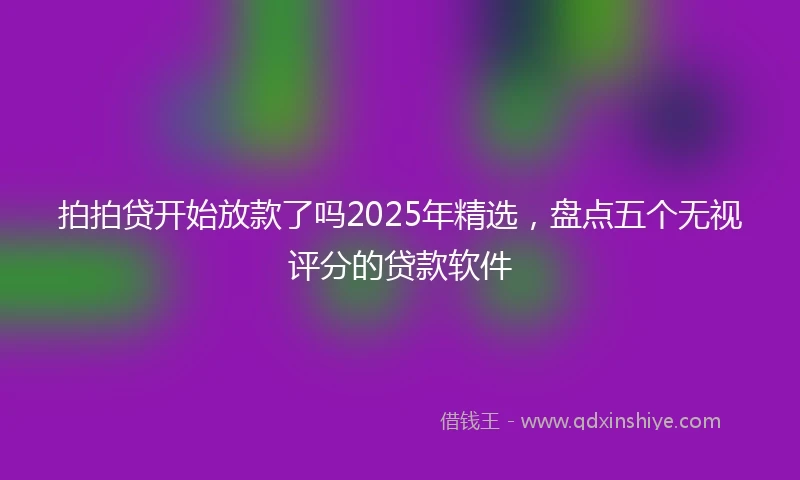 拍拍贷开始放款了吗2025年精选，盘点五个无视评分的贷款软件