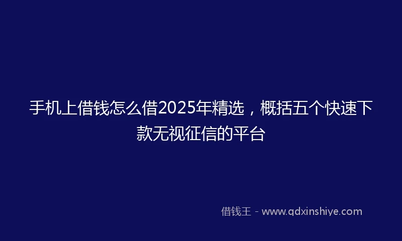 手机上借钱怎么借2025年精选，概括五个快速下款无视征信的平台