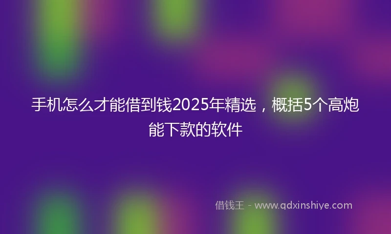 手机怎么才能借到钱2025年精选，概括5个高炮能下款的软件