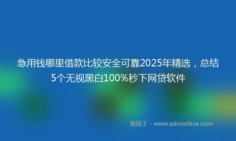 急用钱哪里借款比较安全可靠2025年精选，总结5个无视黑白100%秒下网贷软件