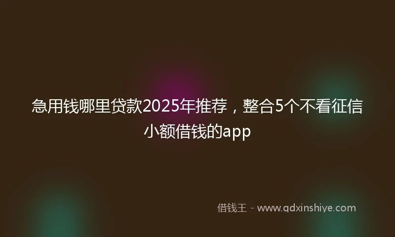 急用钱哪里贷款2025年推荐，整合5个不看征信小额借钱的app