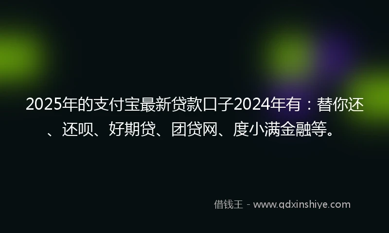 2025年的支付宝最新贷款口子2024年有：替你还、还呗、好期贷、团贷网、度小满金融等。