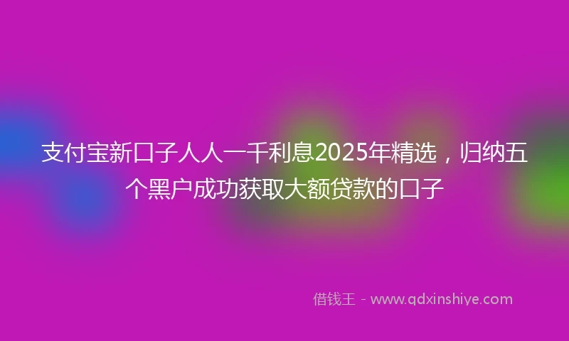 支付宝新口子人人一千利息2025年精选，归纳五个黑户成功获取大额贷款的口子