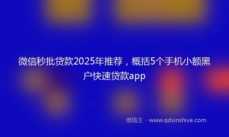 微信秒批贷款2025年推荐，概括5个手机小额黑户快速贷款app
