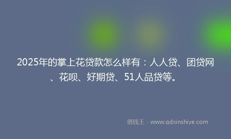 2025年的掌上花贷款怎么样有：人人贷、团贷网、花呗、好期贷、51人品贷等。