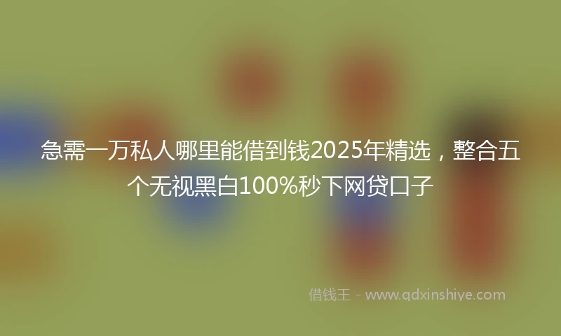 急需一万私人哪里能借到钱2025年精选，整合五个无视黑白100%秒下网贷口子