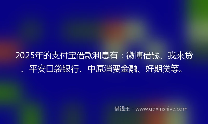 2025年的支付宝借款利息有：微博借钱、我来贷、平安口袋银行、中原消费金融、好期贷等。