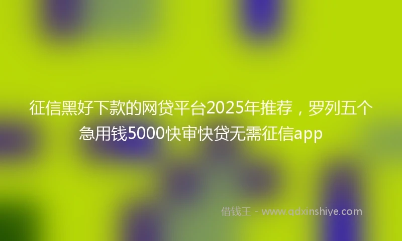征信黑好下款的网贷平台2025年推荐，罗列五个急用钱5000快审快贷无需征信app