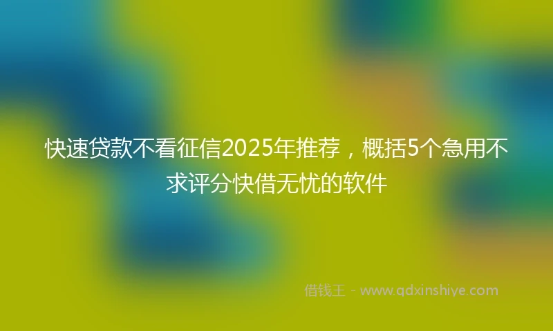 快速贷款不看征信2025年推荐，概括5个急用不求评分快借无忧的软件