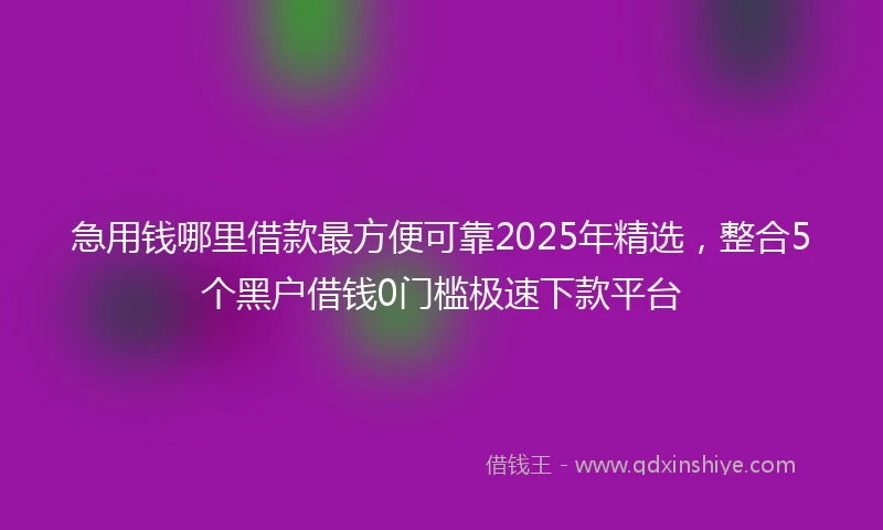 急用钱哪里借款最方便可靠2025年精选,整合5个黑户借钱0门槛极速下款平台