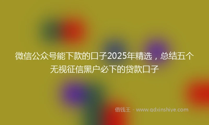 微信公众号能下款的口子2025年精选，总结五个无视征信黑户必下的贷款口子