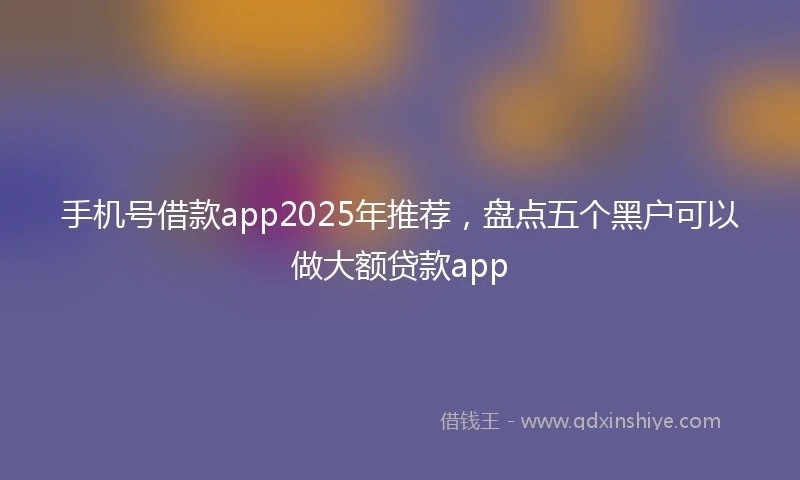 手机号借款app2025年推荐，盘点五个黑户可以做大额贷款app