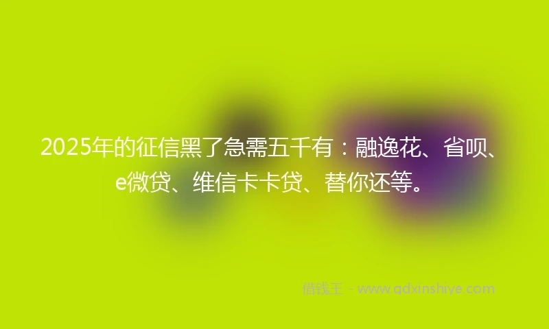 2025年的征信黑了急需五千有：融逸花、省呗、e微贷、维信卡卡贷、替你还等。