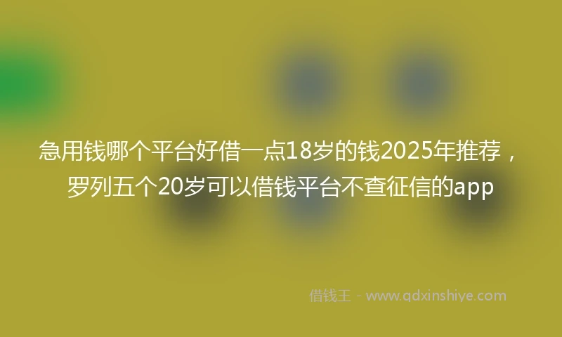急用钱哪个平台好借一点18岁的钱2025年推荐，罗列五个20岁可以借钱平台不查征信的app