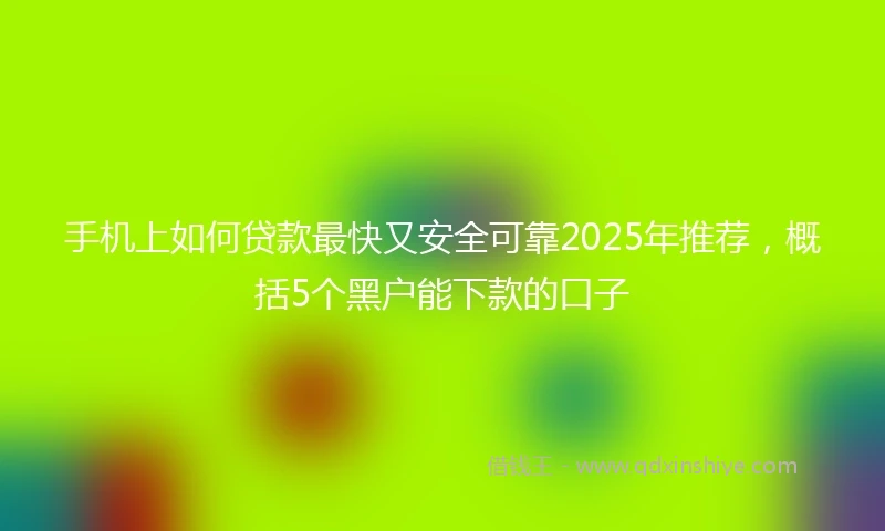 手机上如何贷款最快又安全可靠2025年推荐，概括5个黑户能下款的口子