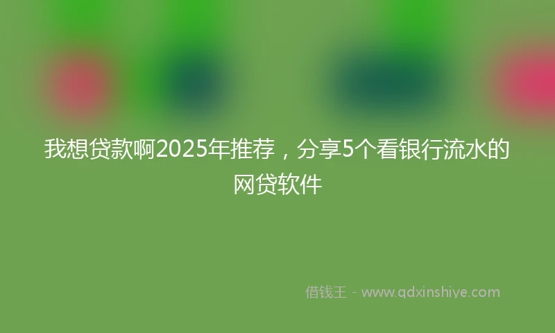 我想贷款啊2025年推荐，分享5个看银行流水的网贷软件